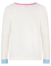 Flamingo Pyjama Set in Cotton Jersey, Ivory (IVORY), large
