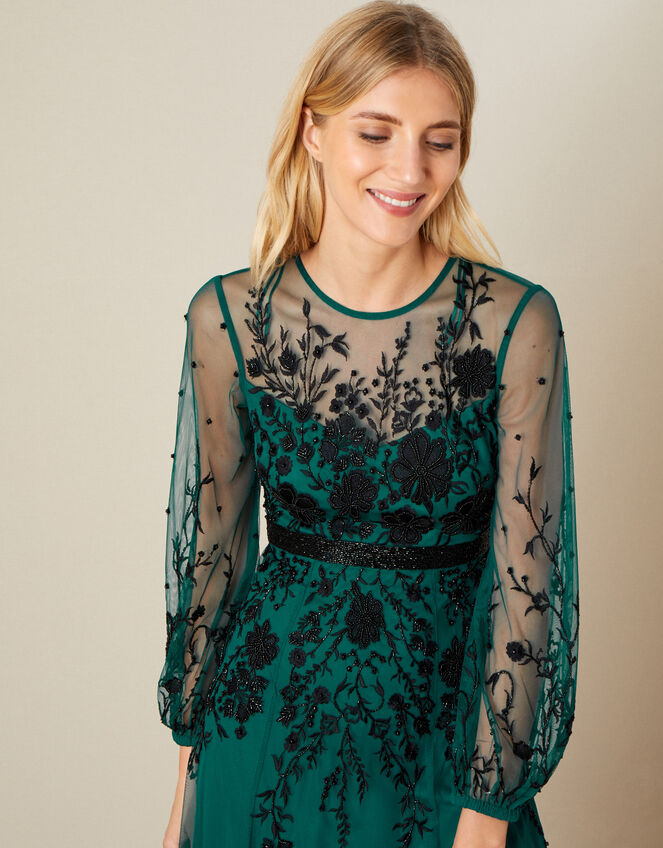 Jane Floral Embellished Maxi Dress, Teal (TEAL), large