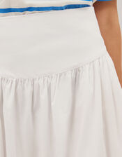 Nicole Cotton Midi Skirt, White (WHITE), large