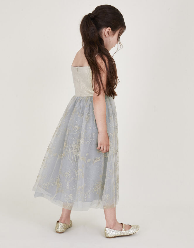 Land of Wonder Fairytale Embroidered Jacquard Dress, Grey (GREY), large