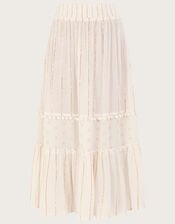 Tiered Metallic Beach Skirt, White (WHITE), large
