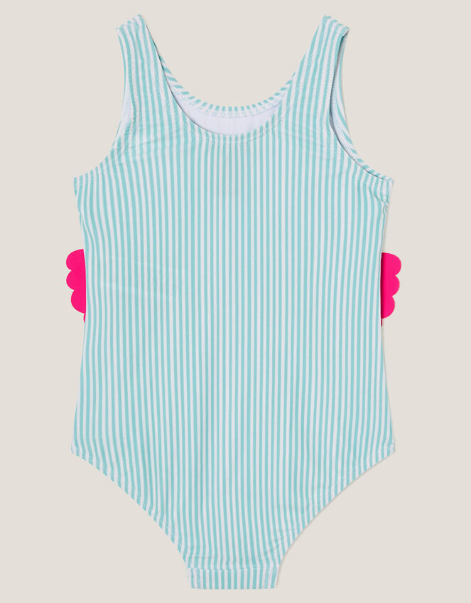 Baby Flamingo Stripe Swimsuit, Blue (AQUA), large