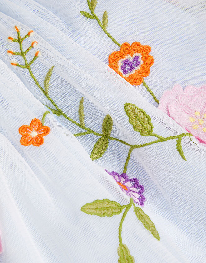 Embroidered Tulle Skirt, Blue (BLUE), large