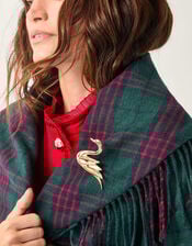 Monsoon x Sarah Corbett-Winder Tartan Fringe Coat, Teal (TEAL), large