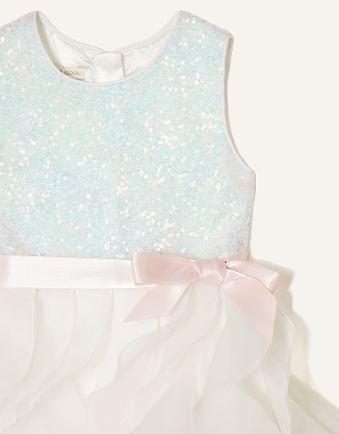 Cancan Sequin Ruffle Dress, Ivory (IVORY), large
