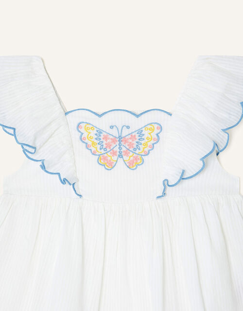 Cut Out Butterfly Neckline Woven Top, White (WHITE), large