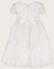 Baby 3D Roses Christening Dress, White (WHITE), large