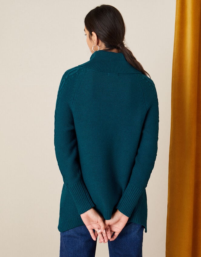 Roll Neck Cable Knit Jumper, Teal (TEAL), large