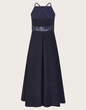 Strappy Sequin High-Low Prom Dress, Blue (NAVY), large