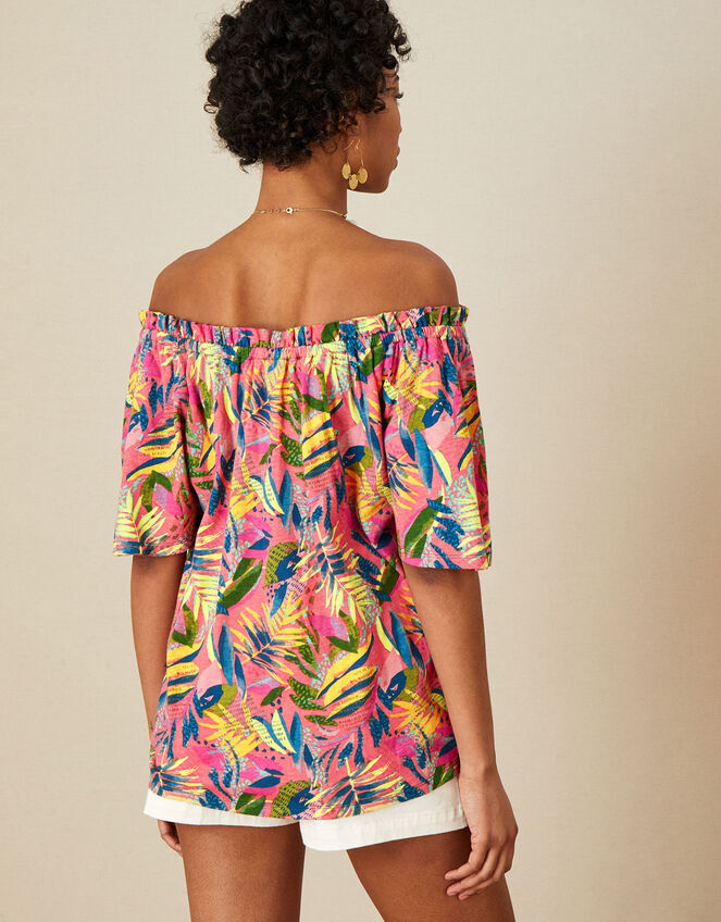 Palm Print Jersey Top with Sustainable Cotton, Multi (MULTI), large