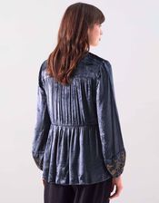 East Brogan Sequin Velvet Blouse, SLATE GREY, large
