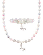 Ombre Pearl Unicorn Necklace and Bracelet Set, , large