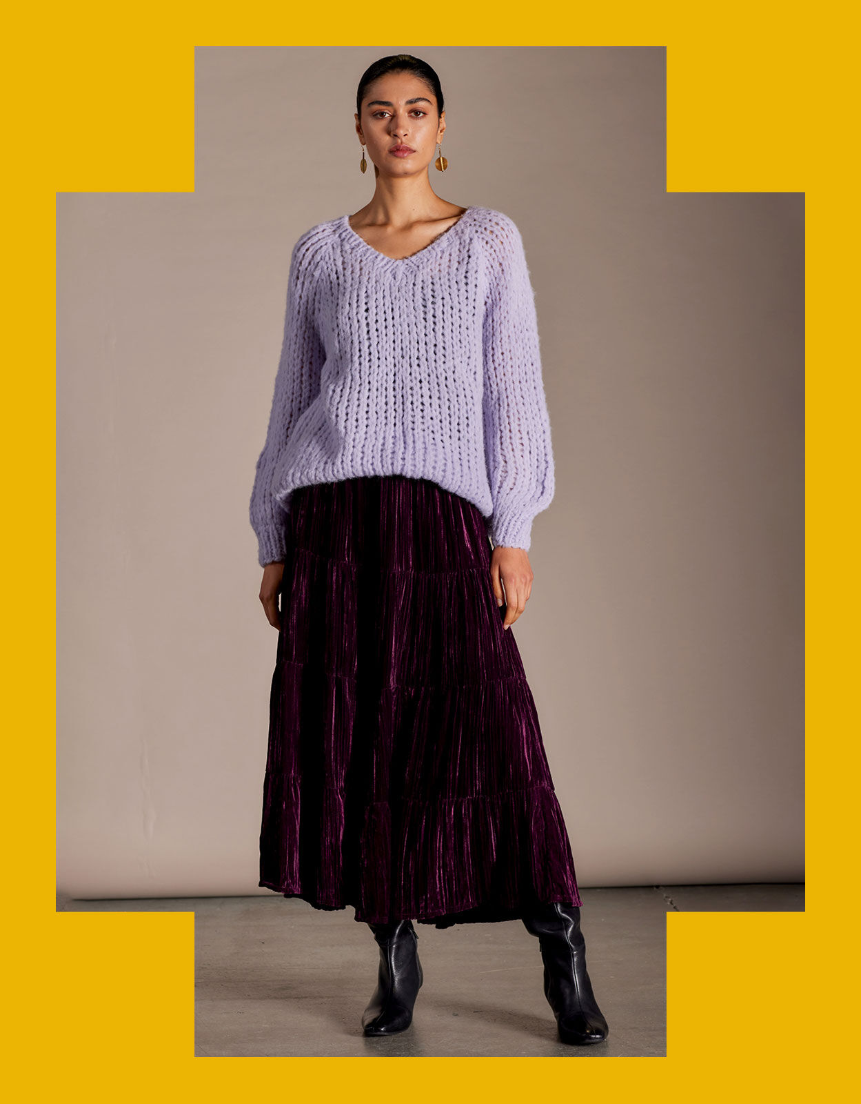 East Heather Velvet Skirt Purple