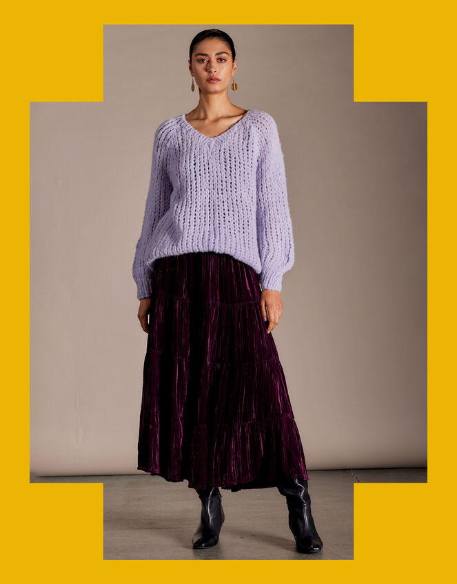 East Heather Velvet Skirt, Purple (RASPBERRY), large