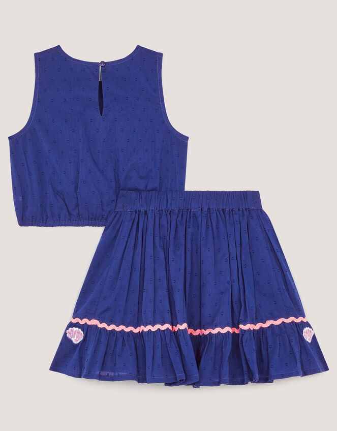 Coastal Embroidered Top & Skirt Set, Blue (BLUE), large