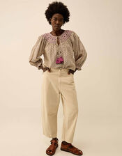 East Alina Floral Printed Smocking Top, Brown (BROWN), large