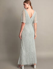 Elizabeth Embellished Maxi Dress in Recycled Polyester, Green (GREEN), large