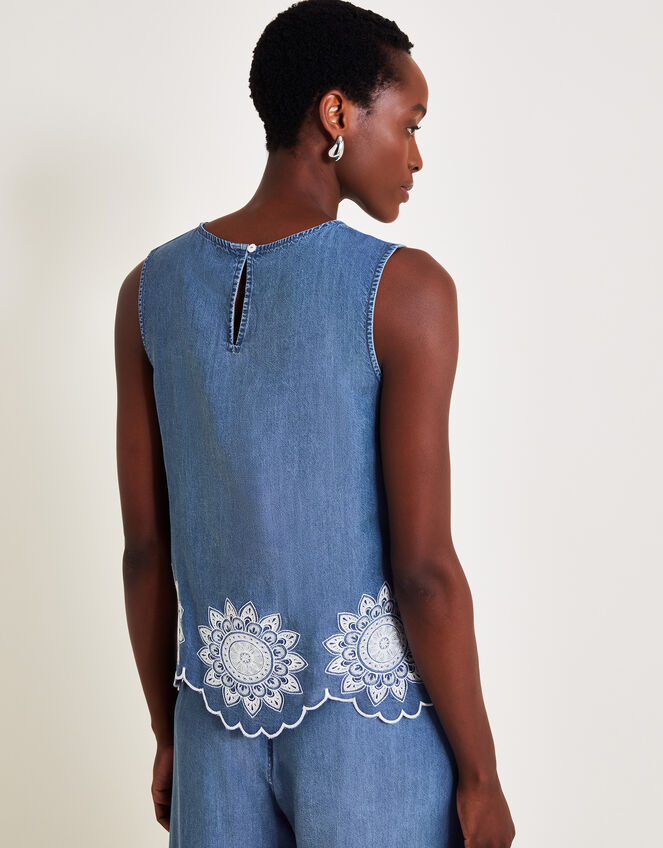 Talia Embroidered Top, Blue (DENIM BLUE), large