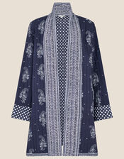 Heston Printed Longline Jacket, Blue (NAVY), large
