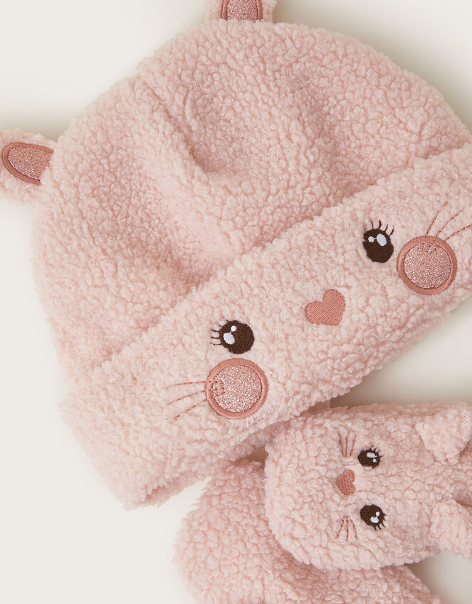 Baby Bunny Mittens and Hat Set, Pink (PINK), large