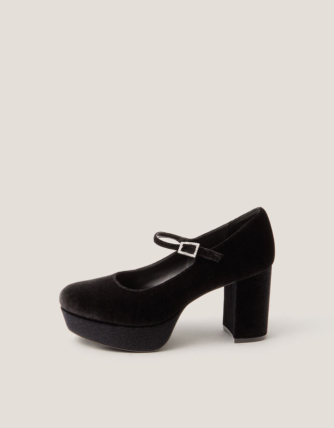 Polly Velvet Mary Jane Platform Heels, Black (BLACK), large