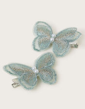 2-Pack Embroidered Butterfly Hair Clips, , large
