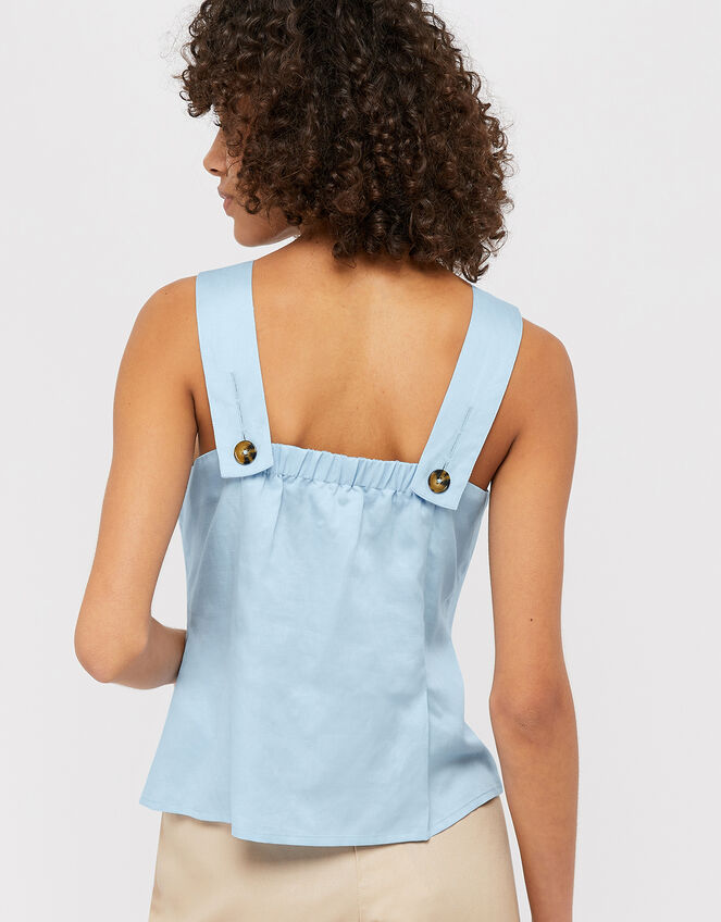 Bryony Cami in Linen Blend, Blue (BLUE), large
