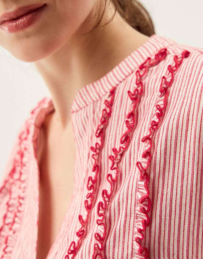 Ceres Frill Stripe Shirt Red
