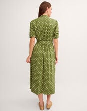 Kasey Polka Dot Jersey Midi Dress, Green (GREEN), large