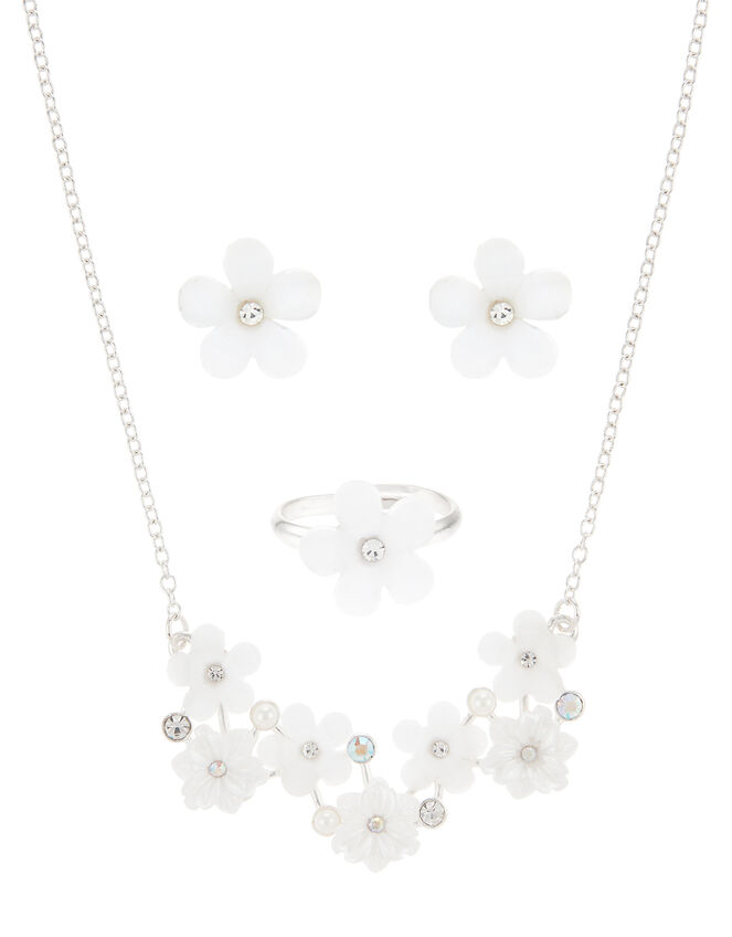 Melody Flower Necklace, Earring and Ring Set, , large