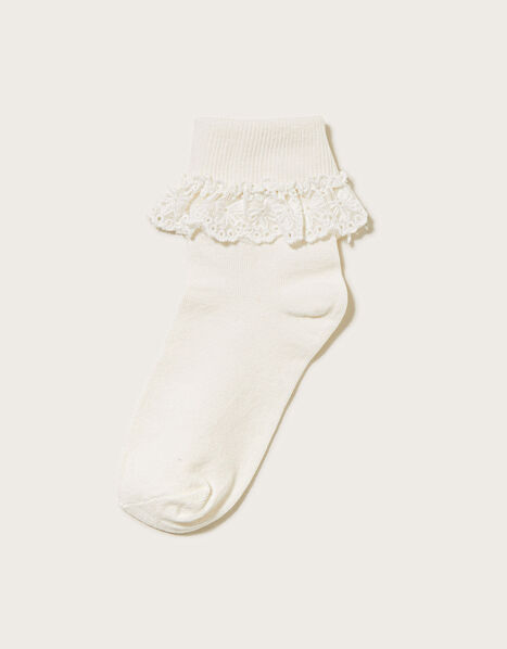 Olivia Bow Lace Socks Ivory, Ivory (IVORY), large
