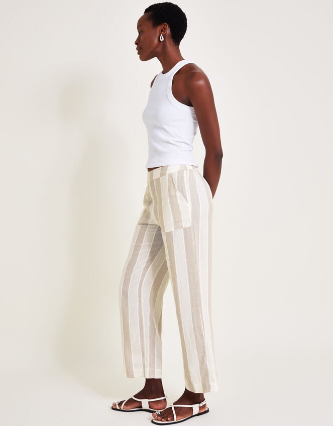 Harley Stripe Linen Blend Trousers, Natural (NATURAL), large