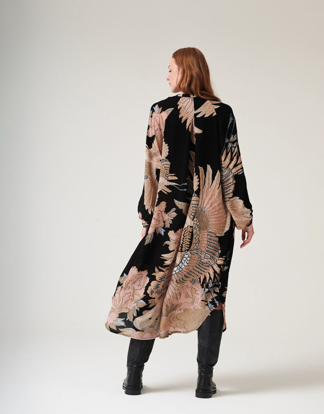 One Hundred Stars Darcy Crane Print Tunic Dress Black