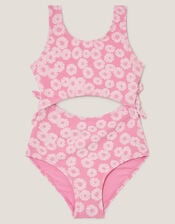 Floral Jacquard Cut-Out Swimsuit, Pink (PINK), large