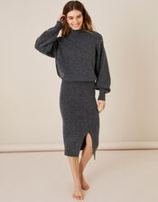 LOUNGE Knit Midi Skirt, Grey (CHARCOAL), large