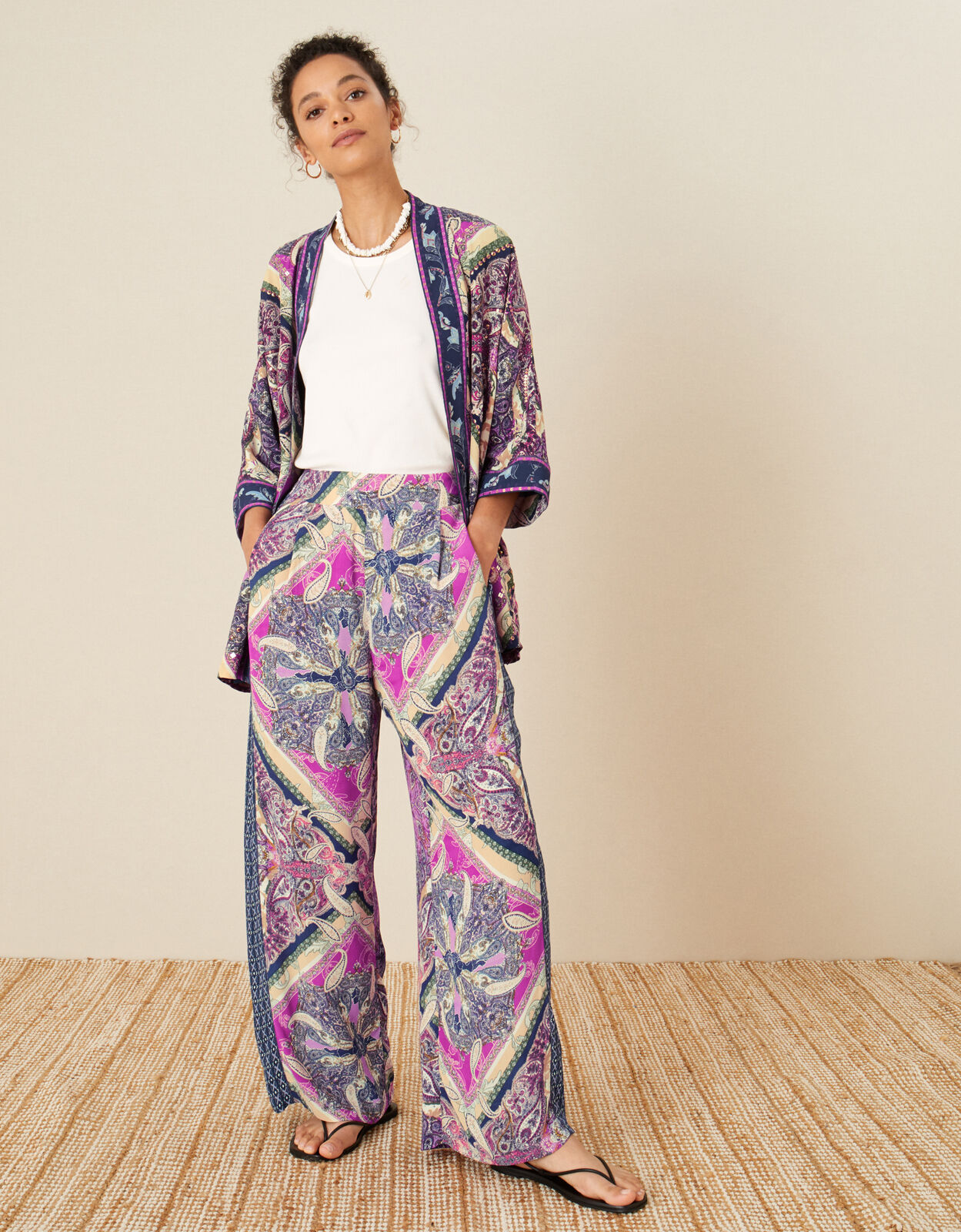 Paisley wide outlet leg pants