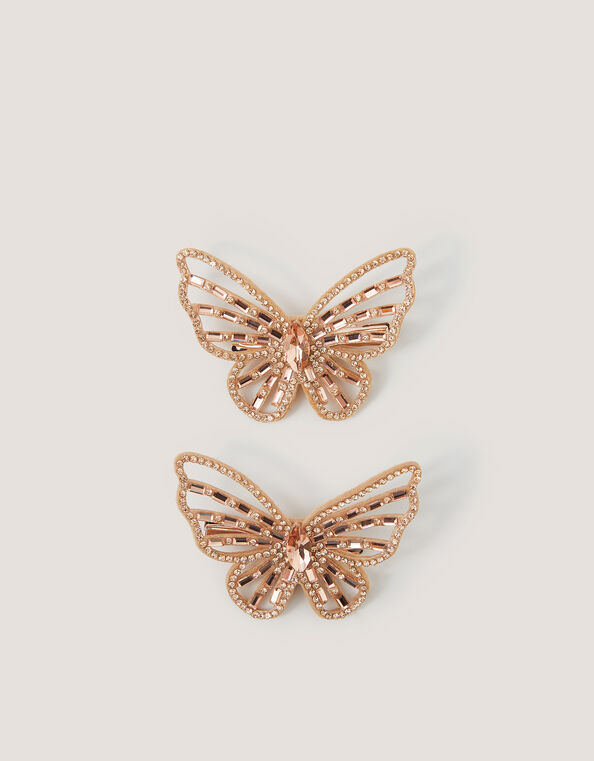 2-Pack Rhinestone Butterfly Hair Clips, , large