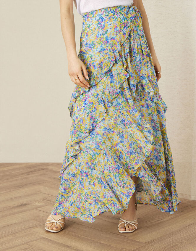 Helen Dealtry Louis Floral Wrap Skirt, Blue (BLUE), large