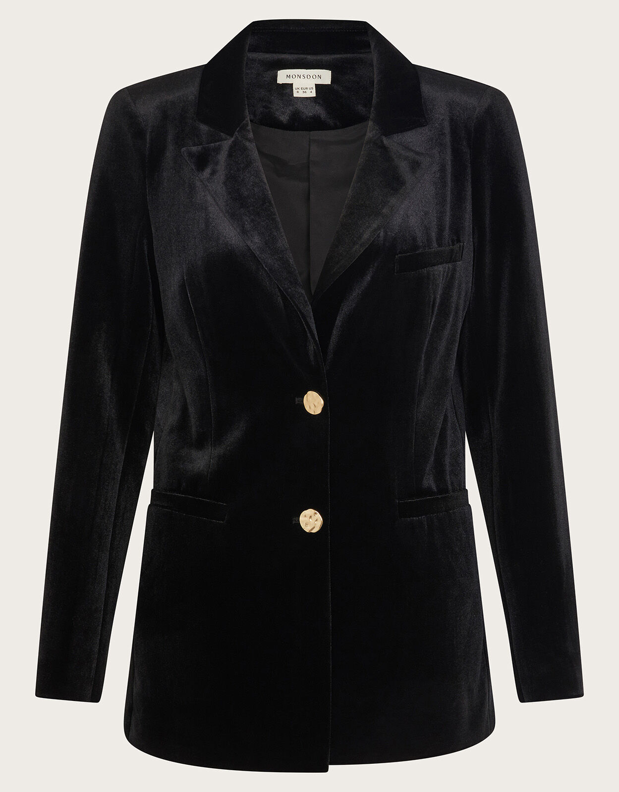 Verity Velvet Single Breasted Jacket Black