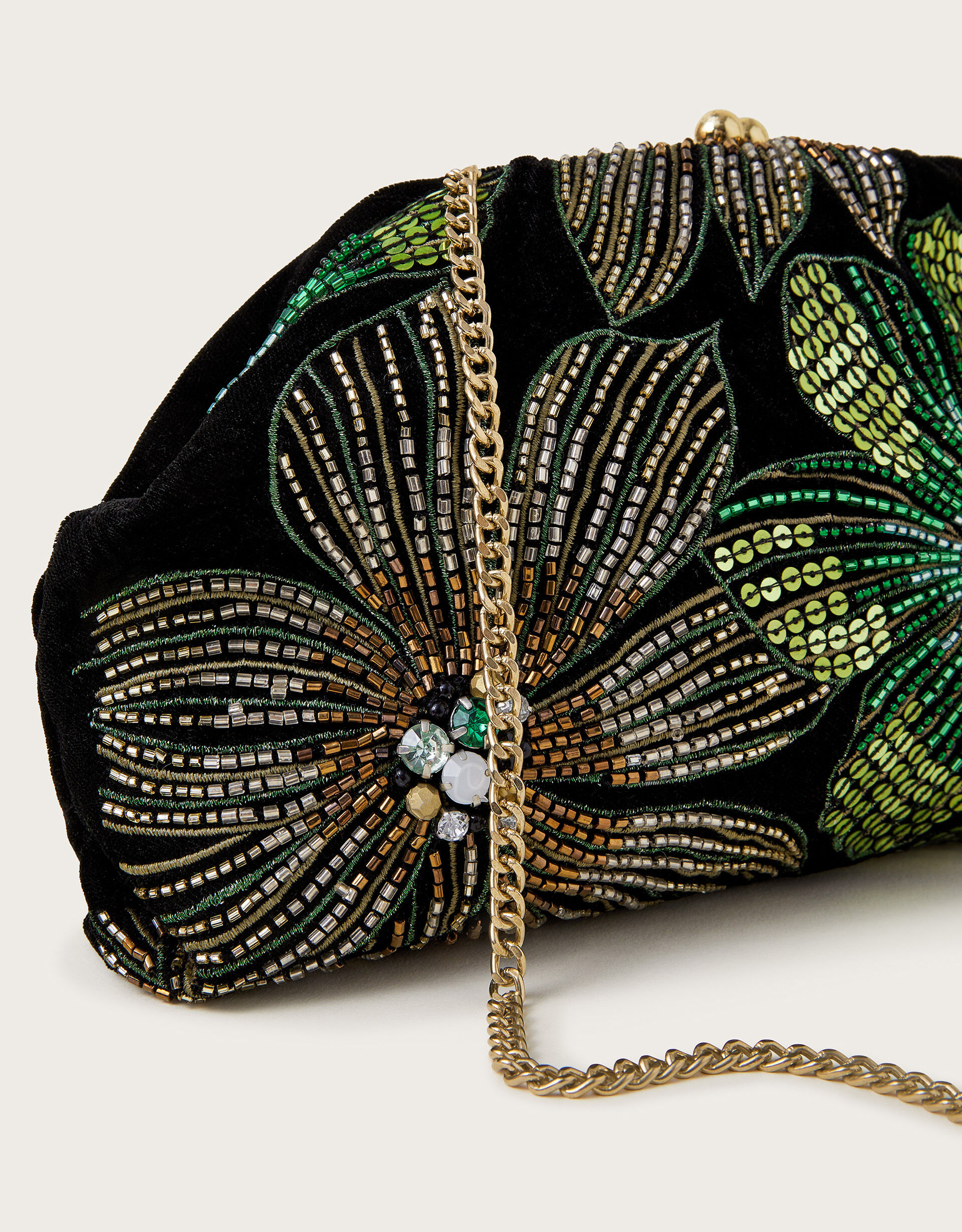 Fern Floral Embellished Clutch Bag Bags Purses Monsoon UK