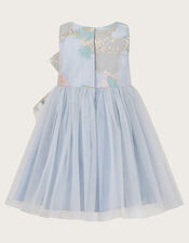 Baby Bennie Bow Jacquard Dress, Blue (BLUE), large