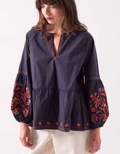 East Cerza Embroidered Top, Grey (CHARCOAL), large
