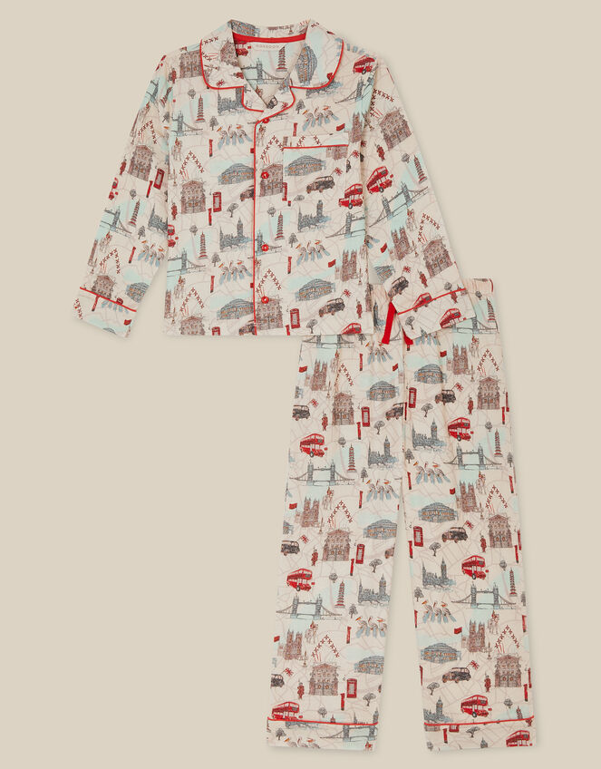 London Print Long Pyjamas Set, Cream (CREAM), large