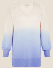 Dip Dye Jumper in Wool Blend, Blue (BLUE), large