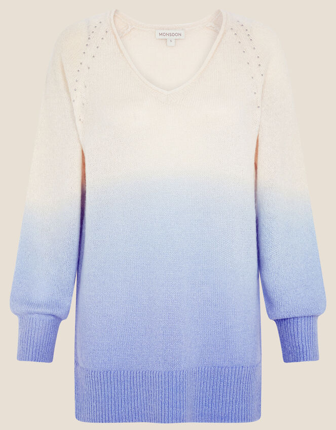 Dip Dye Jumper in Wool Blend, Blue (BLUE), large