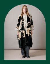 One Hundred Stars Velvet Stork Print Kimono, , large