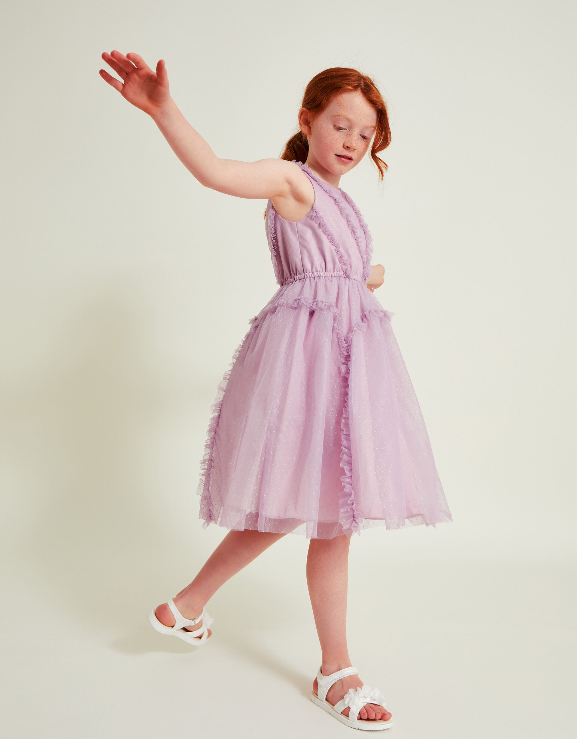 Veronica Ruffle Tulle Dress Purple Girls Dresses Monsoon UK