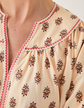 Laurie Floral Print Jersey Top, Ivory (IVORY), large