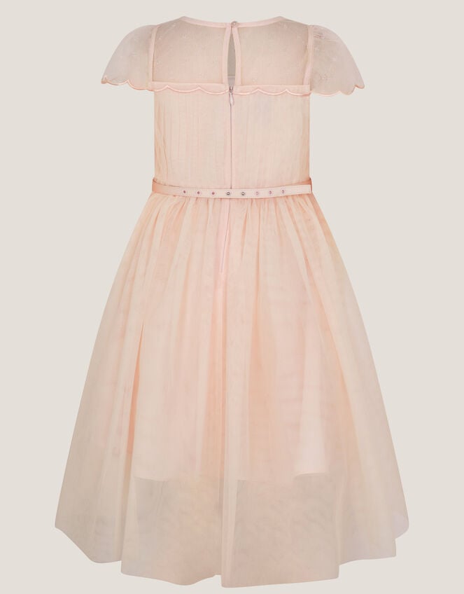 Gracia Embroidered Yoke Tulle Dress, Pink (PALE PINK), large