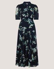 Lilwen Floral Midi Tea Dress, Blue (NAVY), large